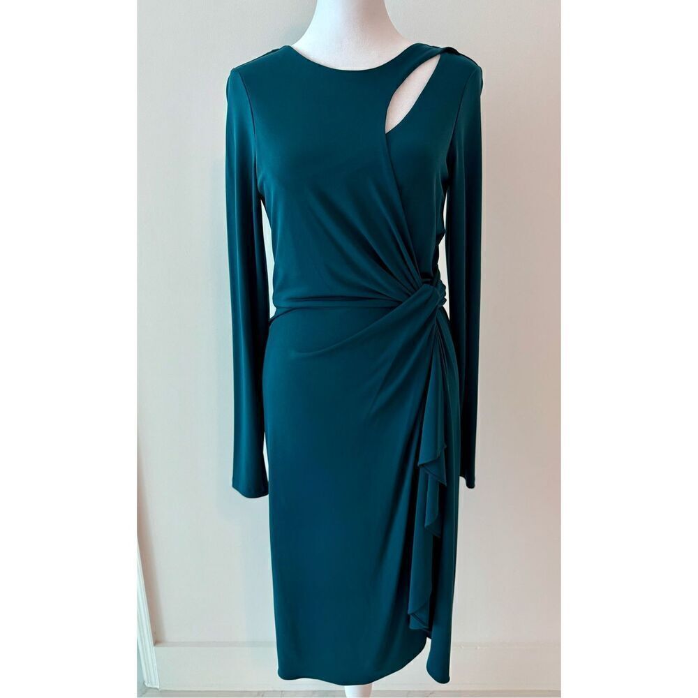 CATHERINE MELADRINO CUTOUT FAUX WRAP DRESS SZ 6